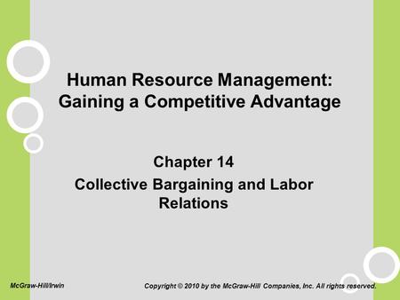 Human Resource Management: Gaining a Competitive Advantage