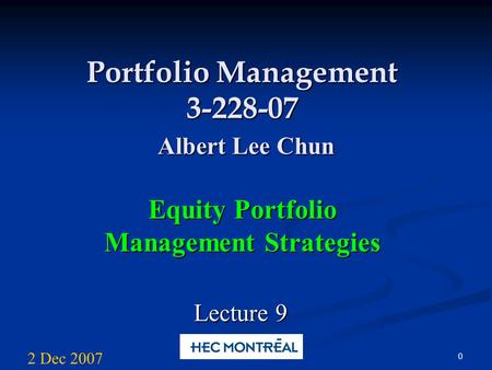 Passive Portfolio Management