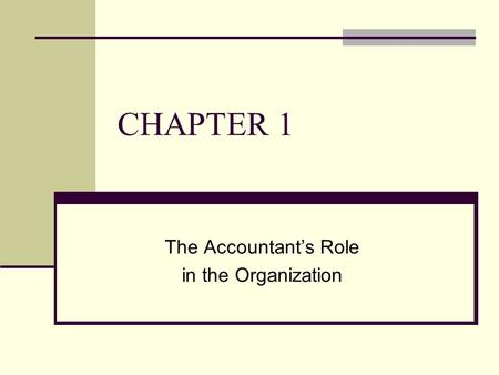 The Accountant’s Role in the Organization