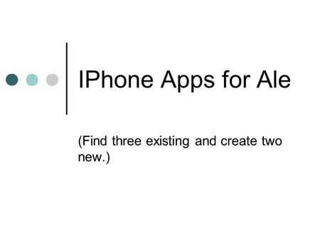 IPhone Apps for Ale (Find three existing and create two new.)