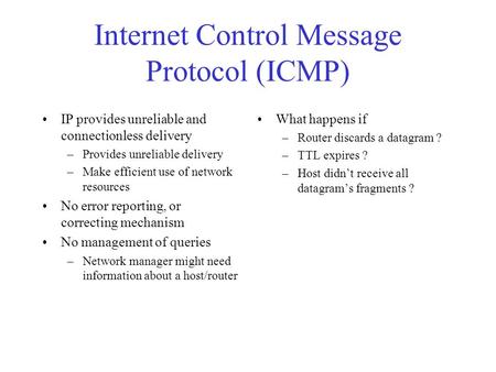 Internet Control Message Protocol (ICMP)