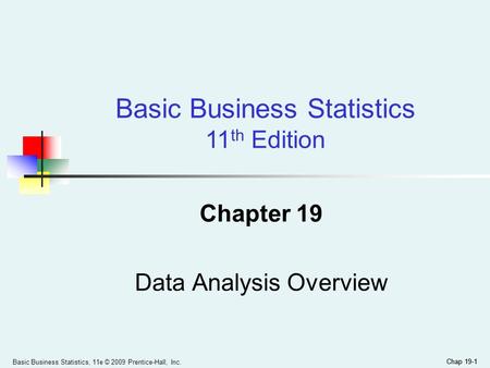 Chapter 19 Data Analysis Overview