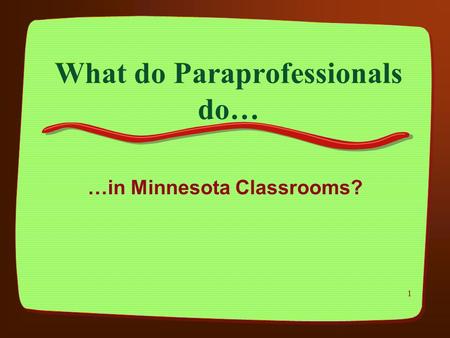 What do Paraprofessionals do…