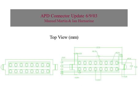 APD Connector Update 6/9/03 Manuel Martin & Ian Harnarine Top View (mm)