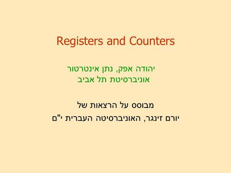 Registers and Counters