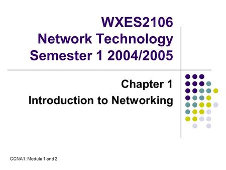 WXES2106 Network Technology Semester /2005