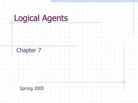 Logical Agents Copyright, 1996 © Dale Carnegie & Associates, Inc. Chapter 7 Spring 2005.