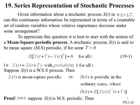 19. Series Representation of Stochastic Processes