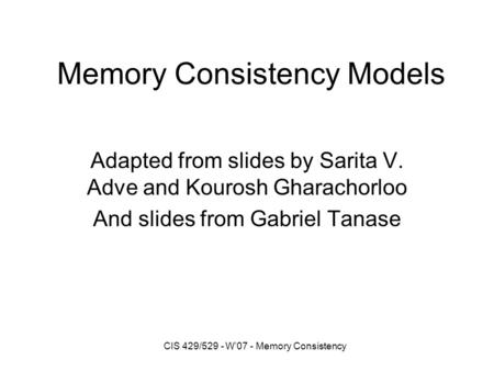 Memory Consistency Models