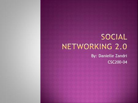 By: Danielle Zandri CSC200-04.  A social network is a structure which consists of individuals or organizations that are linked together based on a commonality.