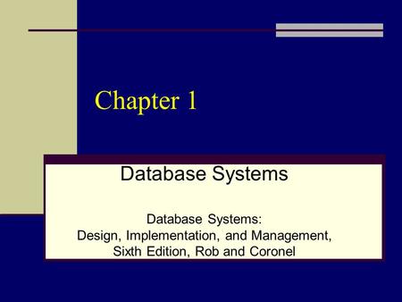 Chapter 1 Database Systems