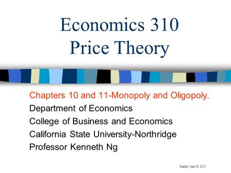 Economics 310 Price Theory