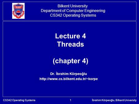 Lecture 4 Threads (chapter 4)