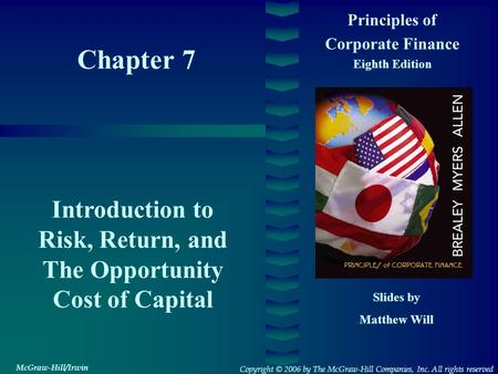 Introduction to Risk, Return, and The Opportunity Cost of Capital