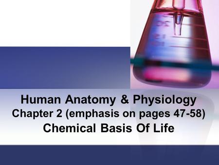 Human Anatomy & Physiology Chapter 2 (emphasis on pages 47-58)