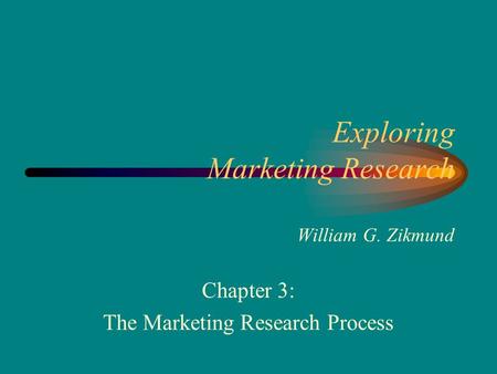 Exploring Marketing Research William G. Zikmund