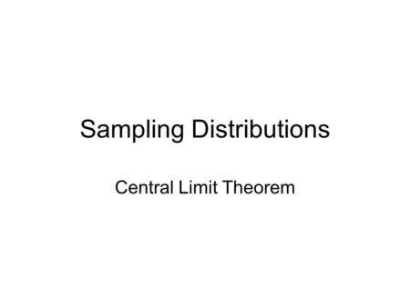 Sampling Distributions