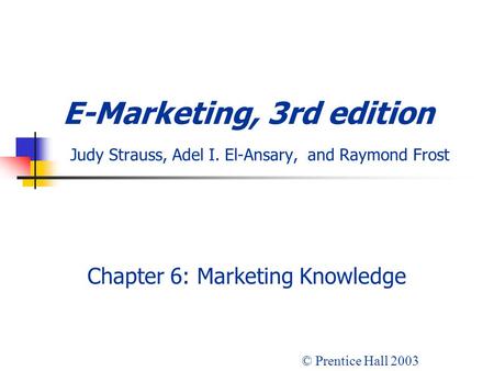 Chapter 6: Marketing Knowledge