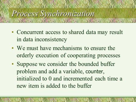 Process Synchronization