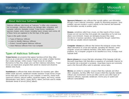 1 of 4 This document is for informational purposes only. MICROSOFT MAKES NO WARRANTIES, EXPRESS OR IMPLIED, IN THIS DOCUMENT. © 2007 Microsoft Corporation.