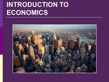 INTRODUCTION TO ECONOMICS