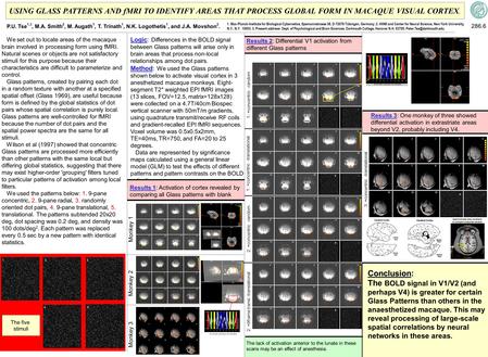 USING GLASS PATTERNS AND fMRI TO IDENTIFY AREAS THAT PROCESS GLOBAL FORM IN MACAQUE VISUAL CORTEX. We set out to locate areas of the macaque brain involved.