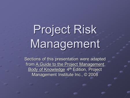 Project Risk Management