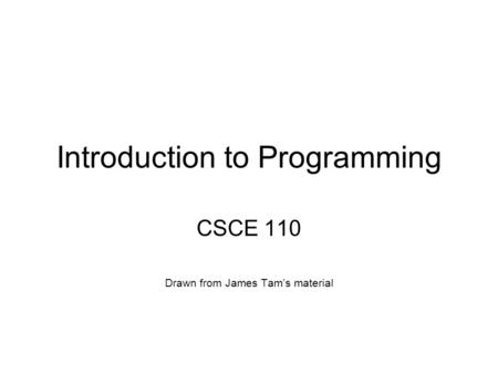 Introduction to Programming