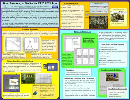 Beam Loss Analysis Tool for the CTF3 PETS Tank M. Velasco, T. Lefevre, R. Scheidegger, M. Wood, J. Hebden, G. Simpson Northwestern University, Evanston,