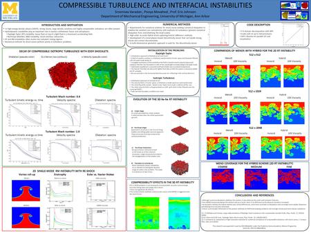 COMPRESSIBLE TURBULENCE AND INTERFACIAL INSTABILITIES Sreenivas Varadan, Pooya Movahed, Prof. Eric Johnsen Department of Mechanical Engineering, University.