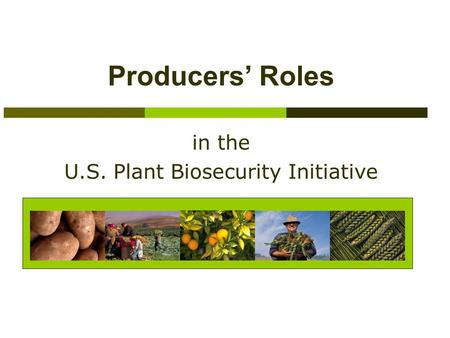 Producers’ Roles in the U.S. Plant Biosecurity Initiative.