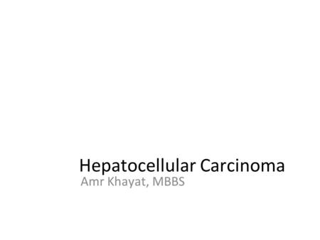 Hepatocellular Carcinoma