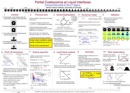 Partial Coalescence at Liquid Interfaces François Blanchette & Terry P. Bigioni James Franck Institute, University of Chicago 4-The daughter drop bounces.