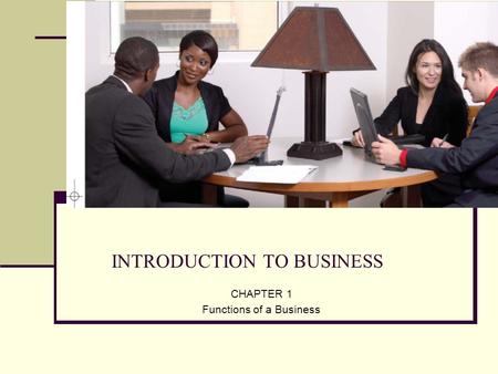 INTRODUCTION TO BUSINESS CHAPTER 1 Functions of a Business.