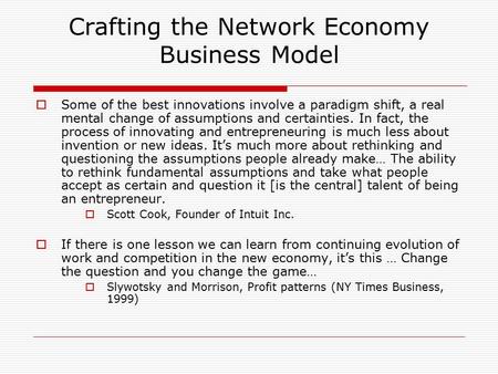 Crafting the Network Economy Business Model