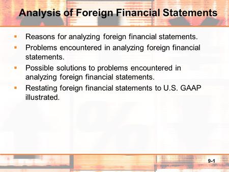 Analysis of Foreign Financial Statements