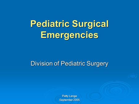 Pediatric Surgical Emergencies