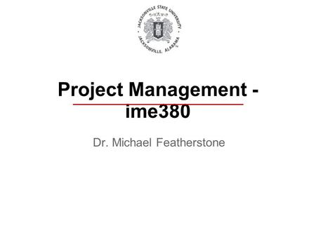 Project Management - ime380