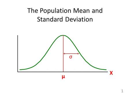 The Population Mean and Standard Deviation 1 X μ σ.