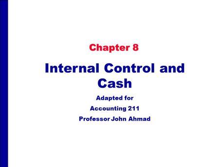 Internal Control and Cash