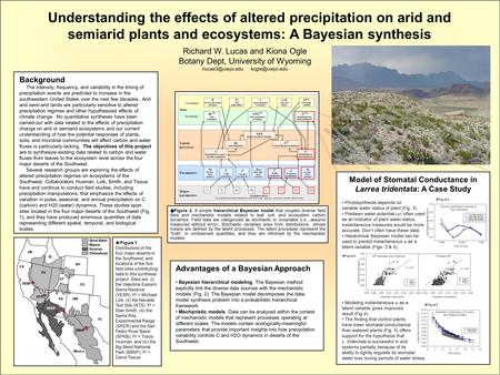 Data Assimilation Workshop Oct 22-24, 2007 Norman, OK Poster presented by Rich Lucas & Kiona Ogle   Figure 1. Distributions.