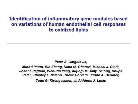 Peter S. Gargalovic, Minori Imura, Bin Zhang, Nima M. Gharavi, Michael J. Clark, Joanne Pagnon, Wen-Pin Yang, Aiqing He, Amy Truong, Shilpa Patel, Stanley.