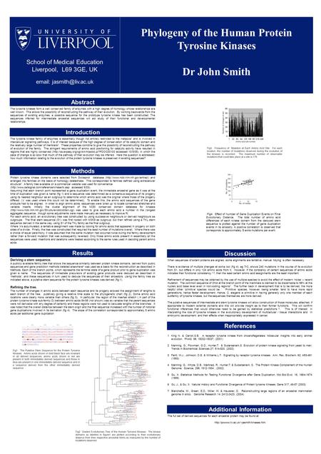 School of Medical Education Liverpool, L69 3GE, UK   Phylogeny of the Human Protein Tyrosine Kinases Dr John Smith Abstract The.