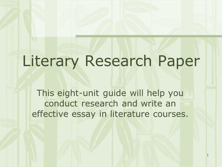 Literary Research Paper