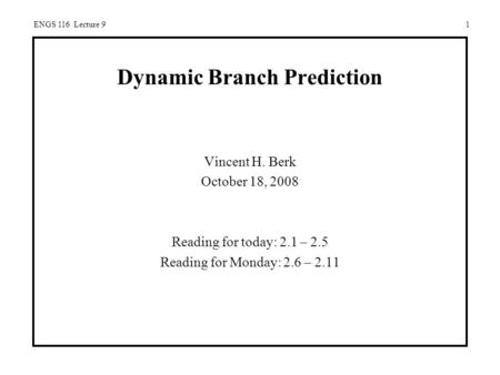 Dynamic Branch Prediction