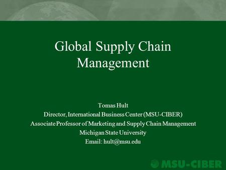 Global Supply Chain Management