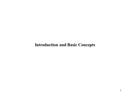 Introduction and Basic Concepts