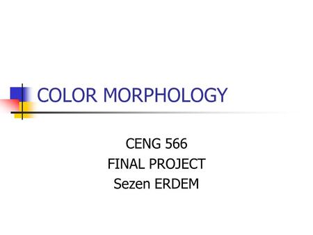 COLOR MORPHOLOGY CENG 566 FINAL PROJECT Sezen ERDEM.