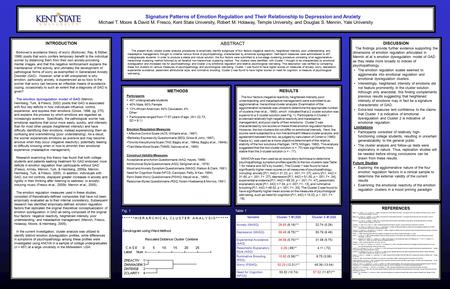 Signature Patterns of Emotion Regulation and Their Relationship to Depression and Anxiety Michael T. Moore & David M. Fresco, Kent State University, Robert.