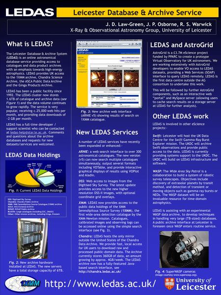 Leicester Database & Archive Service J. D. Law-Green, J. P. Osborne, R. S. Warwick X-Ray & Observational Astronomy Group, University of Leicester What.